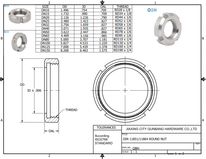 Đai ốc bằng thép không gỉ METRIC SS304 DIN10 DIN150 Quy trình rèn nguội 0