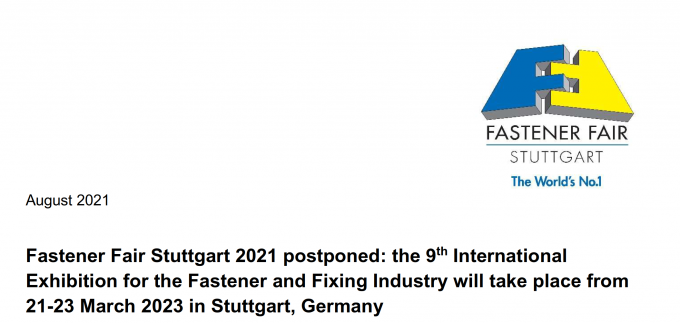 tin tức mới nhất của công ty về Thông báo về việc hoãn triển lãm Stuttgart Fastener  0