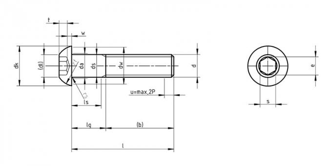 ISO 7380 Nút ổ cắm hình lục giác Đầu vít bằng thép không gỉ 304 316 0