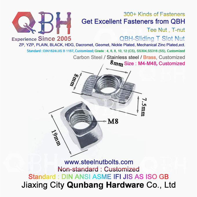 Cấu trúc khung nhôm công nghiệp QBH 4040 Series T Loại búa T-Khe cắm Đai ốc trượt T-Nuts 2